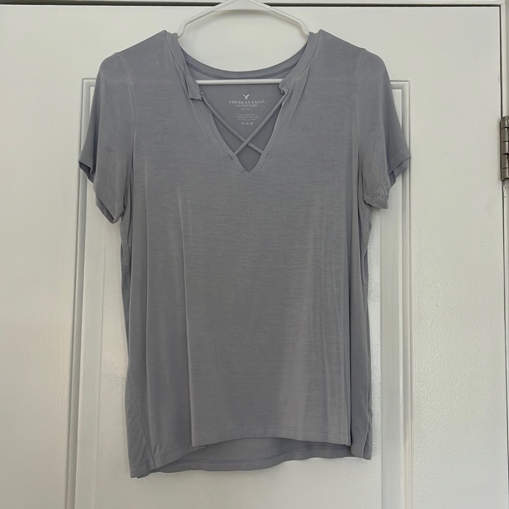 American Eagle Cross V-Neck Shirt